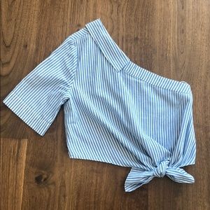 ZARA blue and white striped shirt